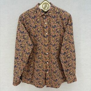 Johnston & Murphy Paisley Button Down Shirt Men's MEDIUM Long Sleeve Casual